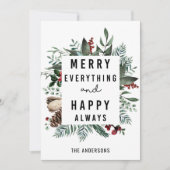 緑のモダン葉おもしろいスクリプトマグノリアフローラ シーズンカード (正面)