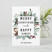 緑のモダン葉おもしろいスクリプトマグノリアフローラ シーズンカード (スタンド正面)