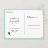 緑のモダン葉おもしろいスクリプトマグノリアフローラ シーズンポストカード (裏面)