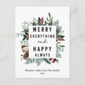 緑のモダン葉おもしろいスクリプトマグノリアフローラ シーズンポストカード (正面)