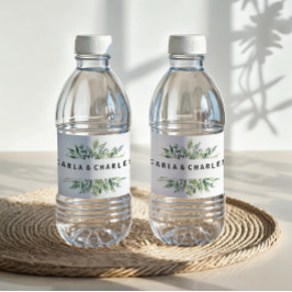 緑のモダン葉のウォーターボトルラベル ペットボトルラベル