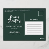 緑のモダン葉のエレガント写真 箔シーズンポストカード (裏面)