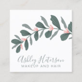 緑のモダン葉はヘアロゴを作る スクエア名刺 (正面)