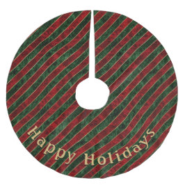 緑のモダン赤いストライプパターンの個人メッセージ ブラッシュドポリエステルツリースカート