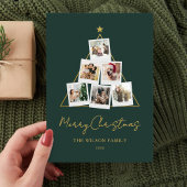 緑のモダン金ゴールドフォトコラージュクリスマス シーズンカード