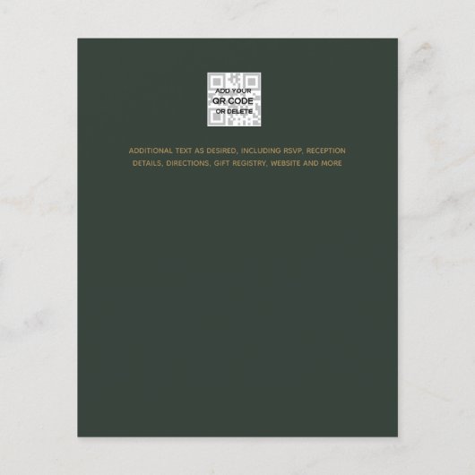 緑のモダン金ゴールド予算の結婚式QRコードを招待 (裏面)