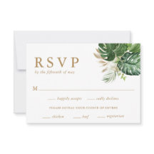 緑のモダン金ゴールド結婚熱帯