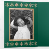 緑のモダン雪素朴片コラージュ5写真 三つ折りクリスマスカード (内部最初)