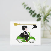 緑のモップに乗った魔女 ポストカード (スタンド正面)