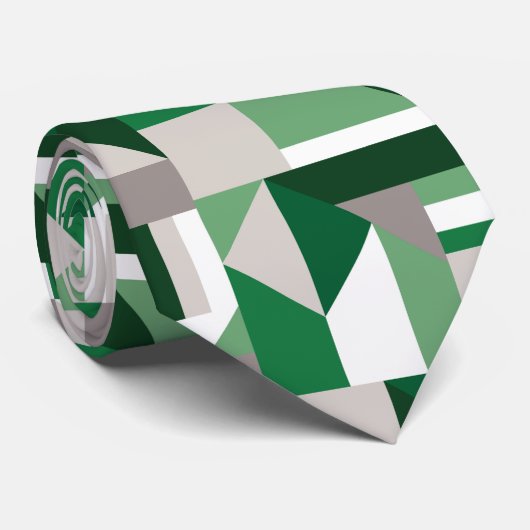 緑のモノクロの幾何学的なコラージパターン ネクタイ (ロール)