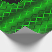 緑のモノクロモノグラムのシェードW ラッピングペーパー (角)