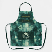 緑のモノクロ抽象芸術エレガント – キッチンの服装 エプロン (正面)
