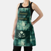 緑のモノクロ抽象芸術エレガント – キッチンの服装 エプロン (インサイチュ)