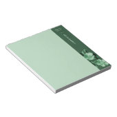 緑のモノクロ開花フローラカスタムメモ帳 ノートパッド (アングル)