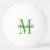 緑のモノグラムと名前パーソナライズされた 卓球ボール (正面)