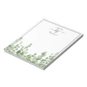 緑のモノグラムのスクリプト |ノートの机から ノートパッド (回転)