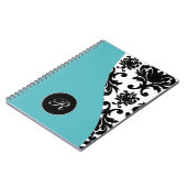 緑のモノグラムのダマスク織のノートジャーナル ノートブック (左側)