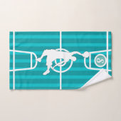 緑のモノグラムのブルーコートでバスケットボール選手 ハンドタオル (ハンドタオル)