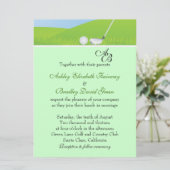 緑のモノグラムの結婚式をゴルフをするゴルフボール 招待状 (スタンド正面)