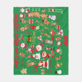 緑のモノグラムの背景にクリスマスを祝う | フリースブランケット (正面)