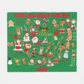 緑のモノグラムの背景にクリスマスを祝う | フリースブランケット (正面(横))
