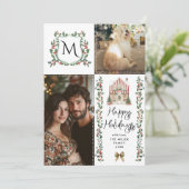 緑のモノグラムクレストメリークリスマス2写真 シーズンカード (スタンド正面)