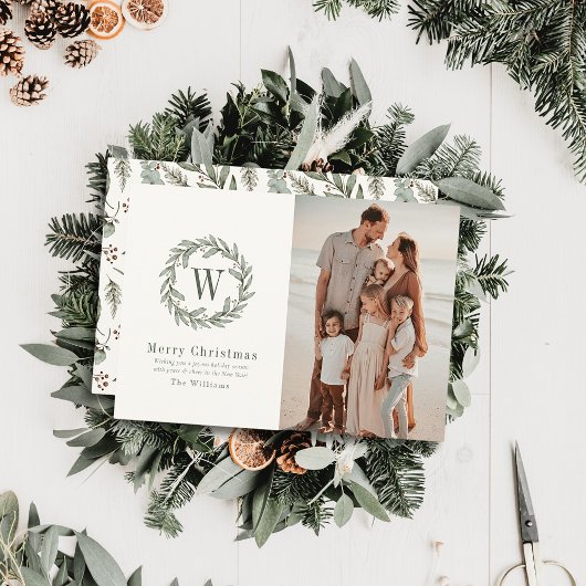 緑のモノグラムセージ水の色クリスマスの写真 シーズンカード