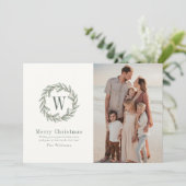 緑のモノグラムセージ水の色クリスマスの写真 シーズンカード (スタンド正面)