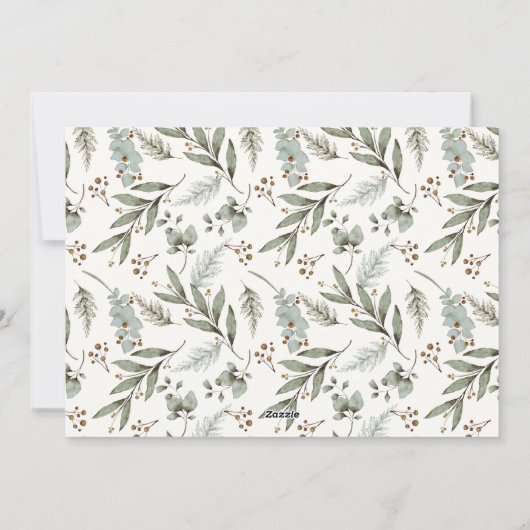 緑のモノグラムセージ水の色クリスマスの写真 シーズンカード (裏面)