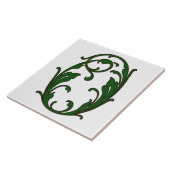 緑のモノグラムタイルのリーフ文字O タイル (側面)