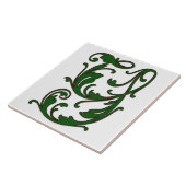 緑のモノグラムタイルのリーフ文字Y タイル (側面)