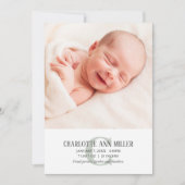 緑のモノグラムベビー誕生発表写真カード 案内状 (正面)