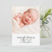 緑のモノグラムベビー誕生発表写真カード 案内状 (スタンド正面)