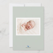 緑のモノグラムベビー誕生発表写真カード 案内状 (裏面)