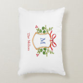 緑のモノグラムホリデイ付きクレスト アクセントクッション (正面(垂直))