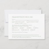 緑のモノグラム山花結婚の食事オプション 出欠カード (裏面)