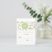 緑のモノグラム結婚のテーブル席カード プレイスカード (スタンド正面)