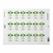 緑のモノグラム返信住所ラベル ラベル (フルシート)