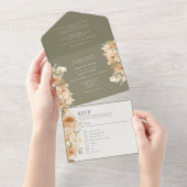 緑のモモパーソナライズされた結婚花 オールインワン招待状 (貼ってはがせる)