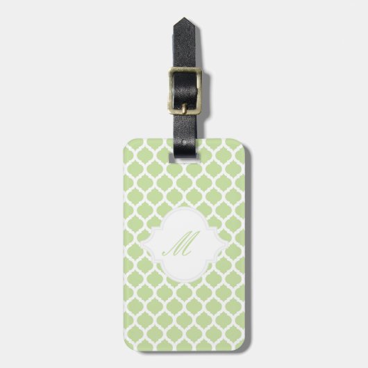 緑のモロッコパターンとモノグラム荷物タグ ラゲッジタグ (正面縦)