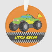 緑のモンスタートラックのレーサーの男の子部屋の装飾の競争 オーナメント (正面)