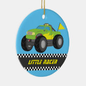 緑のモンスタートラックのレーサーの男の子部屋の装飾の競争 セラミックオーナメント (右)