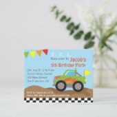 緑のモンスタートラックの誕生会 招待状 (スタンド正面)