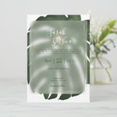 緑のモンステラ熱帯水色 招待状 (スタンド正面)