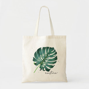 緑のモンステラ葉の植物学 トートバッグ