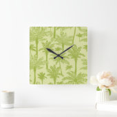 緑のヤシの木のパターン スクエア壁時計 (ホーム)