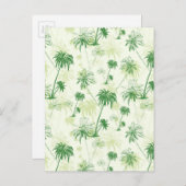 緑のヤシの木のパターン ポストカード (正面/裏面)