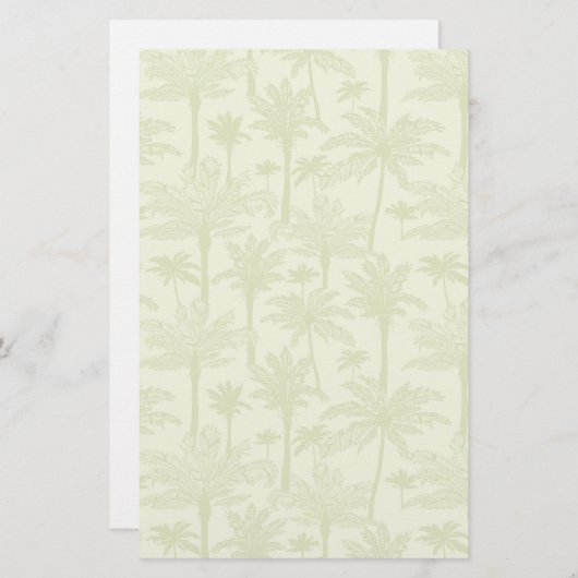 緑のヤシの木のパターン 便箋 (正面/裏面)