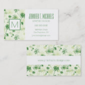 緑のヤシの木のパターン 名刺 (正面/裏面)