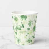 緑のヤシの木のパターン 紙コップ (裏面)
